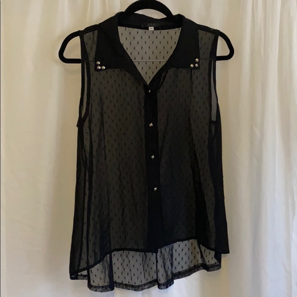 Sheer loose Fitting button down Tank